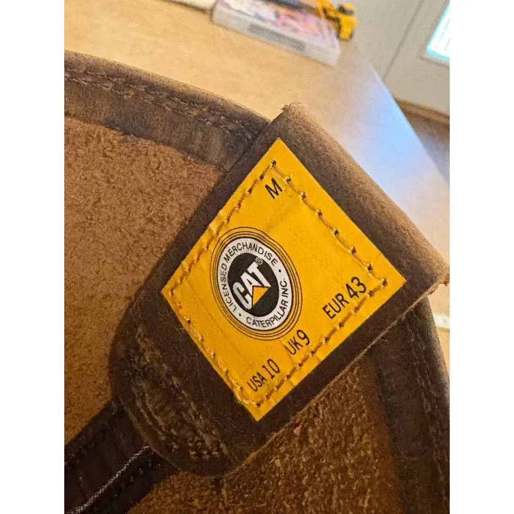 Caterpillar Drawbar Work Boots Men's Size 10 Brown Leather‎ Soft Toe Pull On